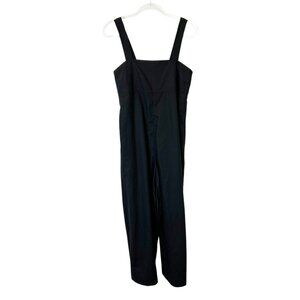 Uniqlo Black Wide Leg Jumpsuit Women’s Size Medium Smocked Linen Blend